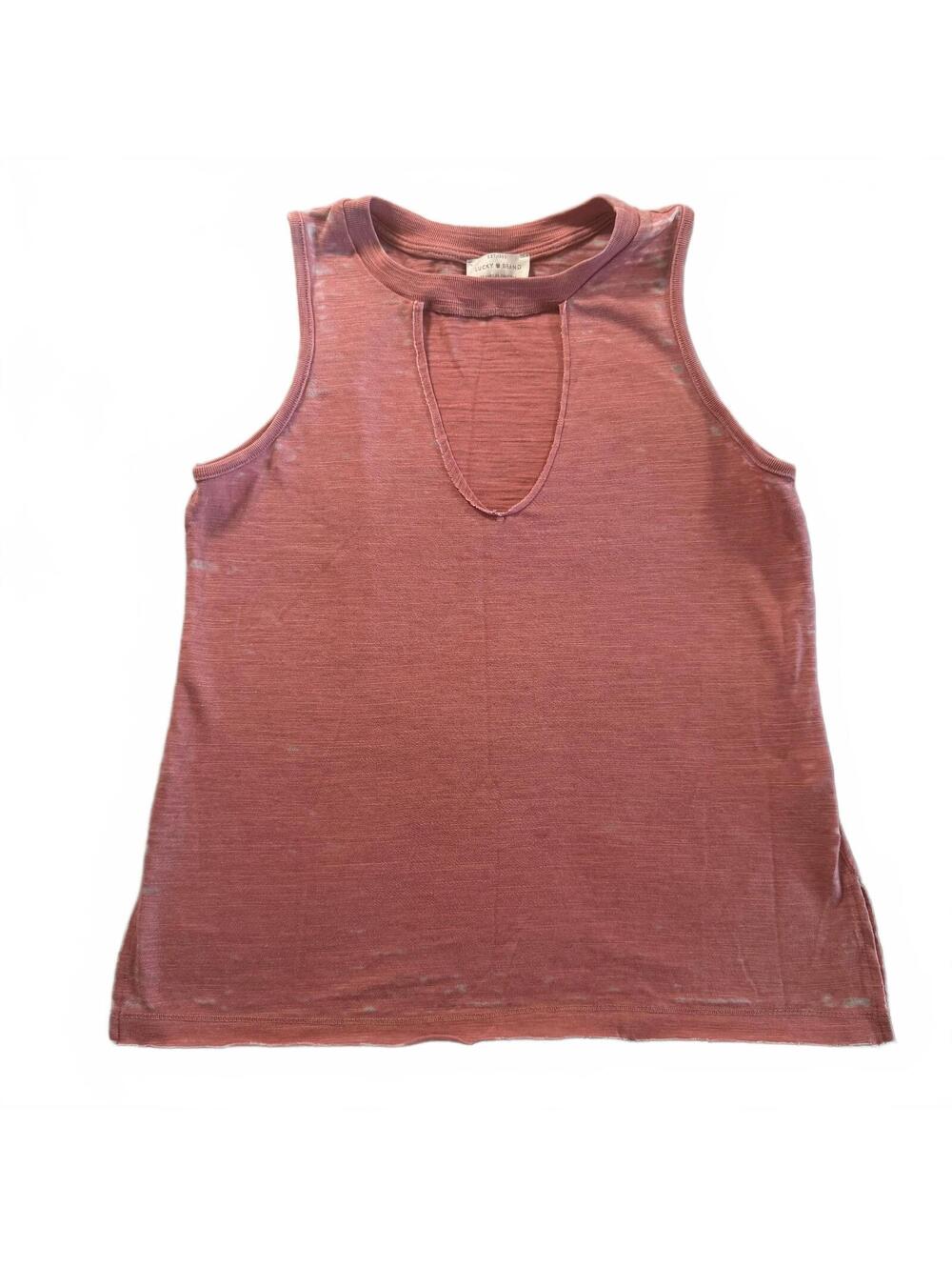 Lucky Brand Cutout Tank Top Extra Small XS Dusty Rose Pink Slub Knit Sleeveless